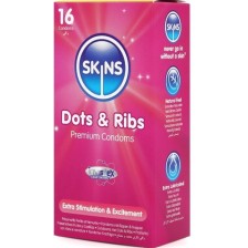 SKINS - PACK DE 16 PRÉSERVATIFS PREMIUM DOTS & RIBS
