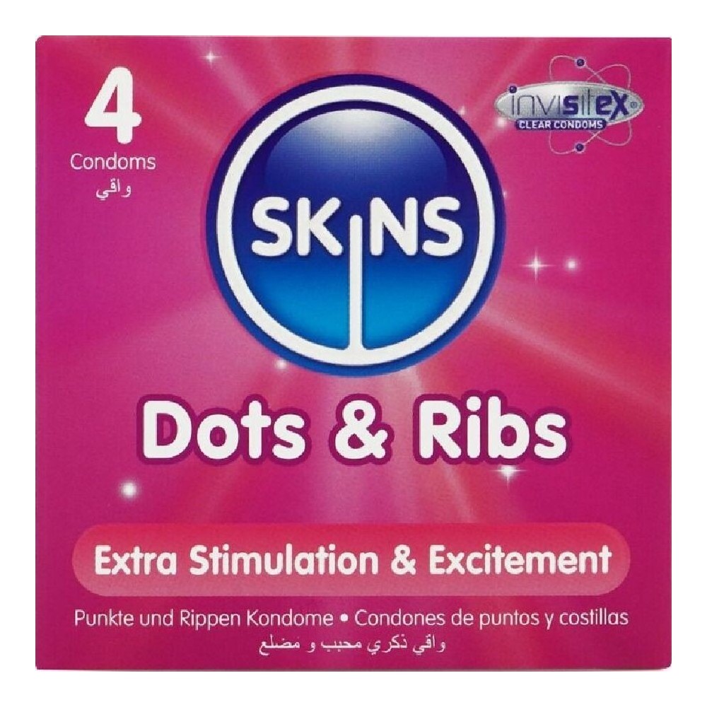 SKINS - DOTS & RIBS PREMIUM-KONDOME 4ER-PACK