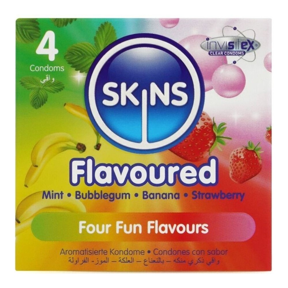 SKINS - PACK DE 4 PRÉSERVATIFS PREMIUM MULTI-SAVEURS