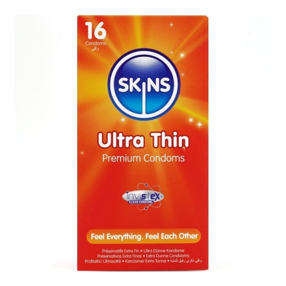 SKINS - PRESERVATIVOS ULTRA FINOS PREMIUM PACOTE COM 16