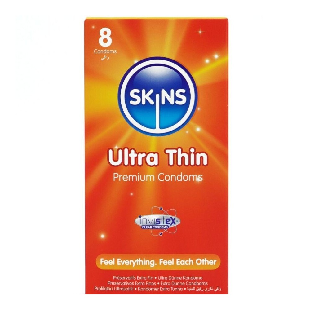 SKINS - PRESERVATIVOS ULTRA FINOS PREMIUM PACOTE COM 8