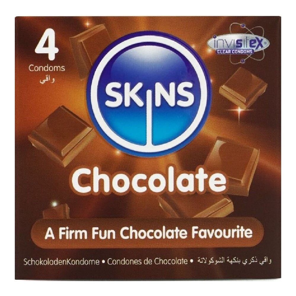 SKINS - PACOTE COM 4 PRESERVATIVOS CHOCOLATE PREMIUM