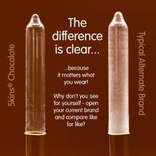 SKINS - PACOTE COM 4 PRESERVATIVOS CHOCOLATE PREMIUM