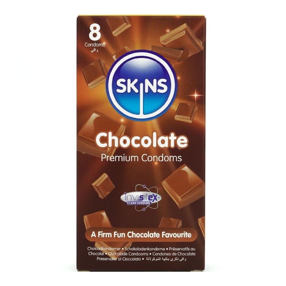 SKINS - PRESERVATIVI PREMIUM AL CIOCCOLATO CONFEZIONE DA 8