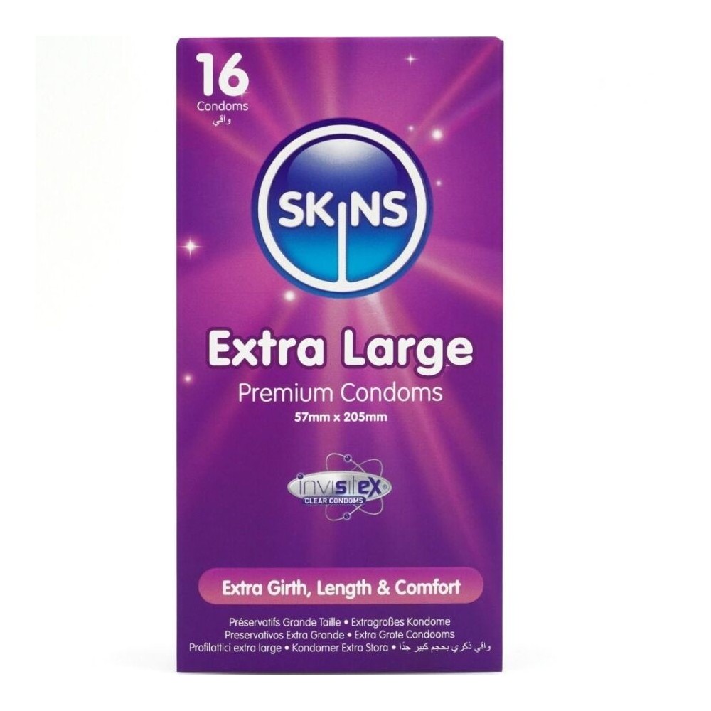 SKINS - PACK DE 16 PRÉSERVATIFS EXTRA LARGES PREMIUM