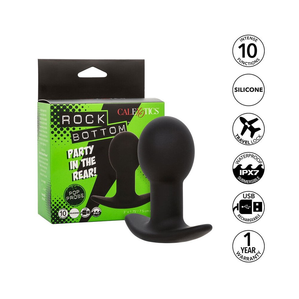 CALEXOTICS - ROCK BOTTOM PLUG ANAL 10 VIBRAÇÕES SILICONE PRETO