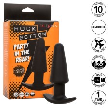 CALEXOTICS - ROCK BOTTOM PLUG ANAL CÔNICO 10 VIBRAÇÕES SILICONE PRETO