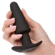 CALEXOTICS - ROCK BOTTOM PLUG ANAL CÔNICO 10 VIBRAÇÕES SILICONE PRETO