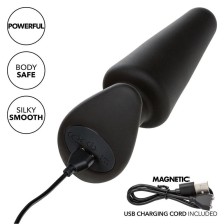 CALEXOTICS - ROCK BOTTOM PLUG ANAL CÔNICO 10 VIBRAÇÕES SILICONE PRETO