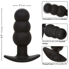 CALEXOTICS - ROCK BOTTOM PLUG ANAL COM ESFERAS 10 VIBRAÇÕES SILICONE PRETO