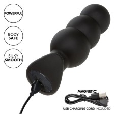 CALEXOTICS - ROCK BOTTOM PLUG ANAL COM ESFERAS 10 VIBRAÇÕES SILICONE PRETO