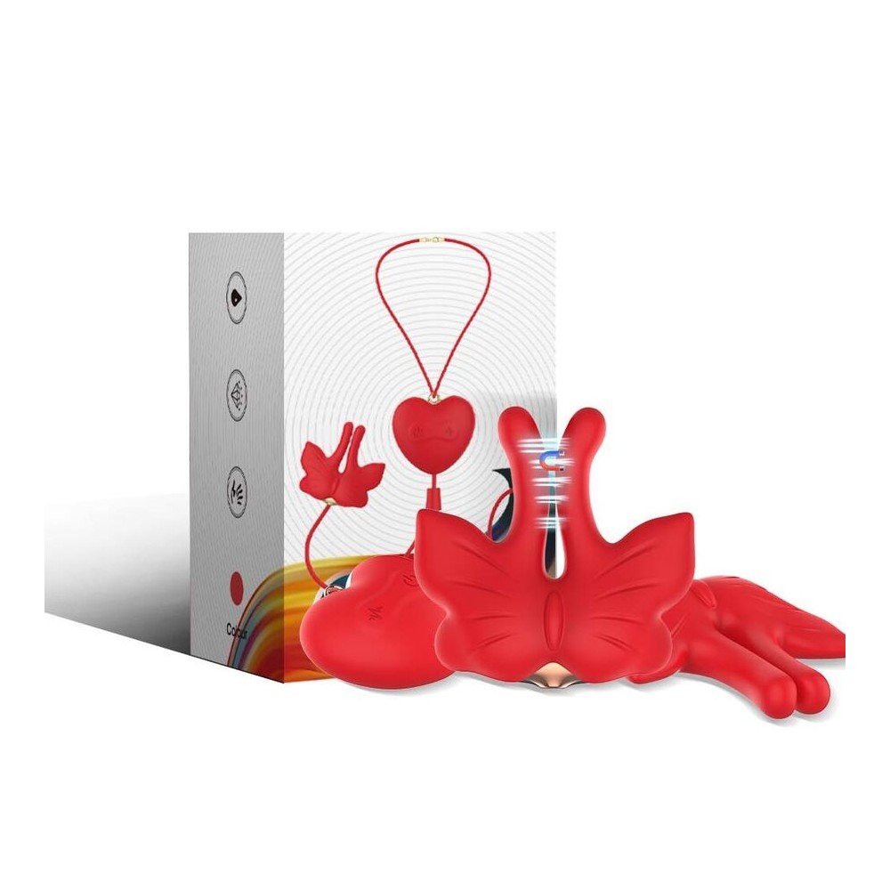 ARMONY - MAGNETIC NIPPLE CLAMPS WITH VIBRATION BUTTERFLY SHAPE RED
