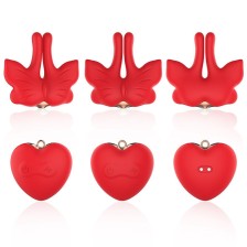ARMONY - GRAMPOS MAGNÉTICOS PARA MAMILOS COM VIBRAÇÃO FORMATO BORBOLETA VERMELHO