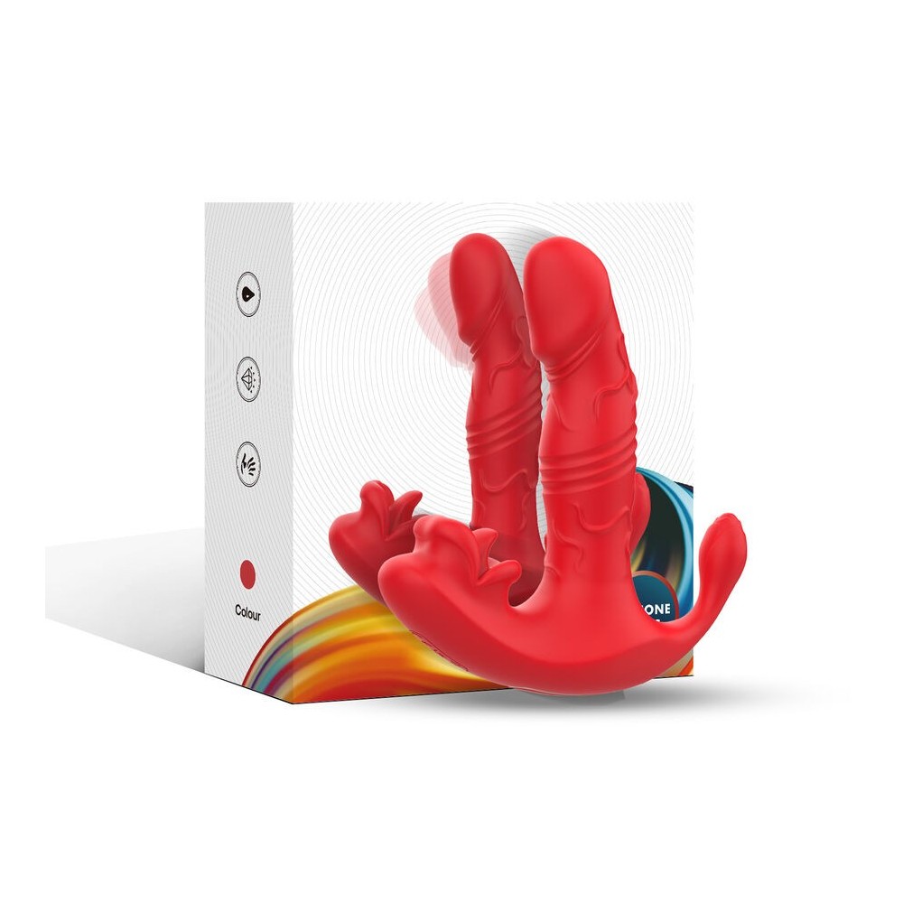 ARMONY - VIBRADOR ANAL CALCINHA C E ESTIMULADOR DO PONTO G CONTROLE REMOTO VERMELHO