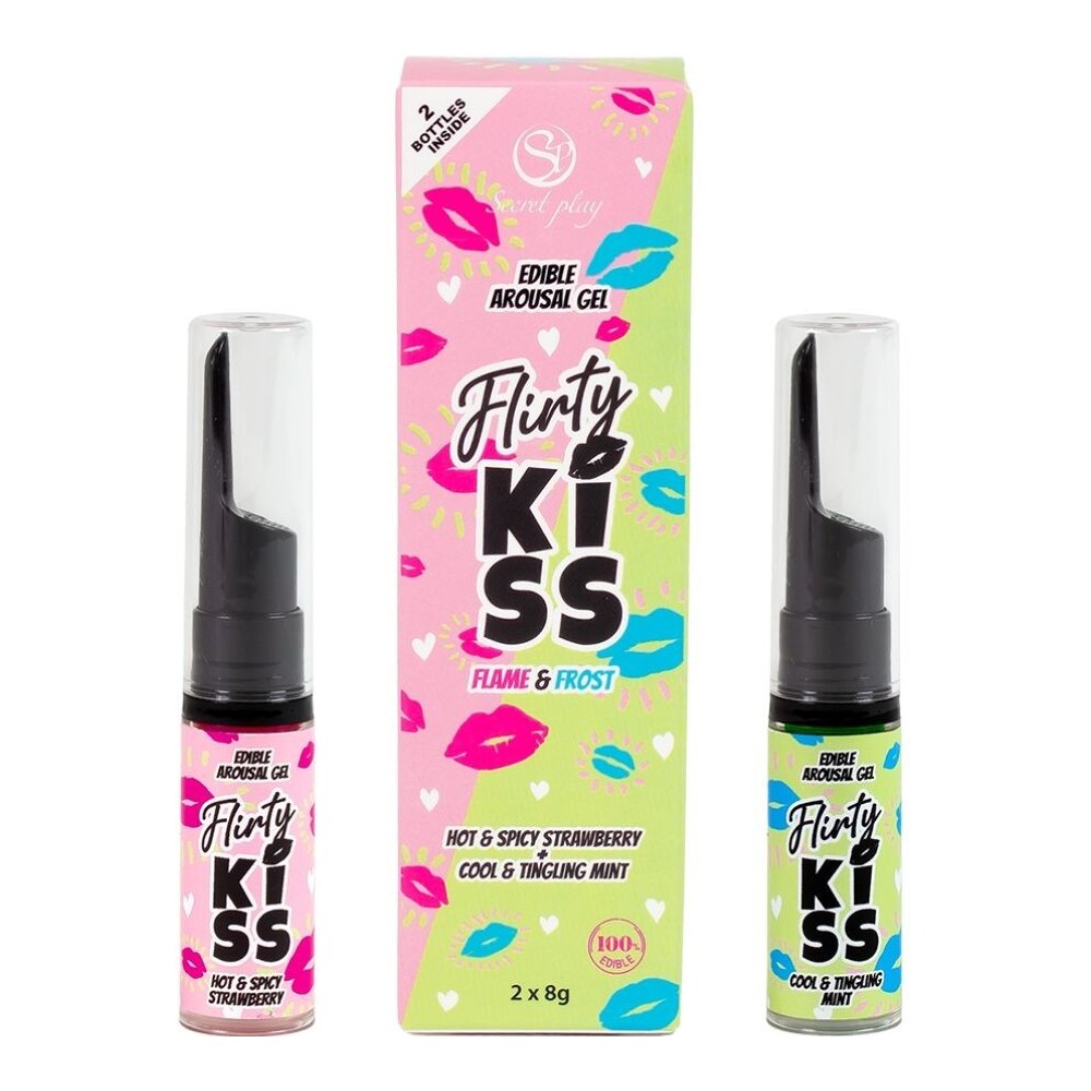 SECRETPLAY - FLIRTY KISS GELS WITH ORAL SEX EFFECTS STRAWBERRY & MINT 2 x 8 GR