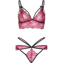 LEG AVENUE - 81623 COMPLETO REGGISENO + PERIZOMA BORDEAUX TAGLIA L