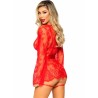 LEG AVENUE - 86123 CONJUNTO DE ROBE COM DENDY E LIGA VERMELHO TAMANHO M