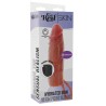 GET REAL – FEUCHTIGKEITSSPENDENDE SILIKON-VIBRATIONS-PENISHÜLLE IN KARAMELL, 16 CM