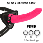 DELTA CLUB - TOYS HARNAIS + DONG SILICONE ROSE 23 CM -O- 4.5 CM