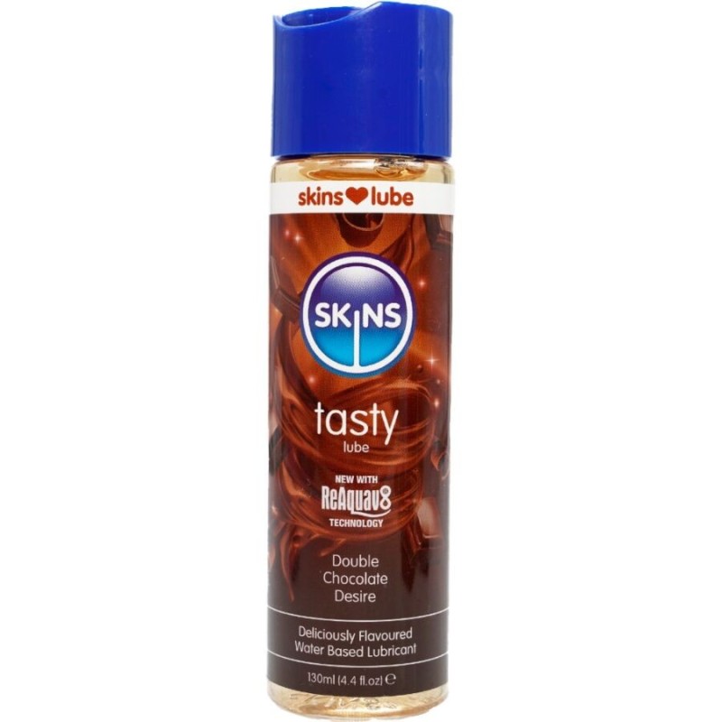 SKINS - LUBRIFICANTE SABOROSO À BASE DE ÁGUA COM CHOCOLATE DUPLO 130 ML