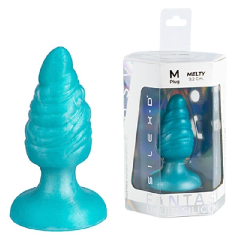 SILEXD - MELTY ANAL PLUG FANTASY SILICONE LIQUIDO TERMOREATTIVO BLU CELESTE 9,2 CM