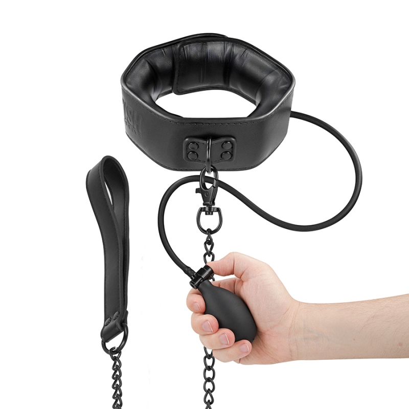 FETISH SUBMISSIVE BONDAGE - COLLARE GONFIABILE DA STRANGOLAMENTO CON CATENA