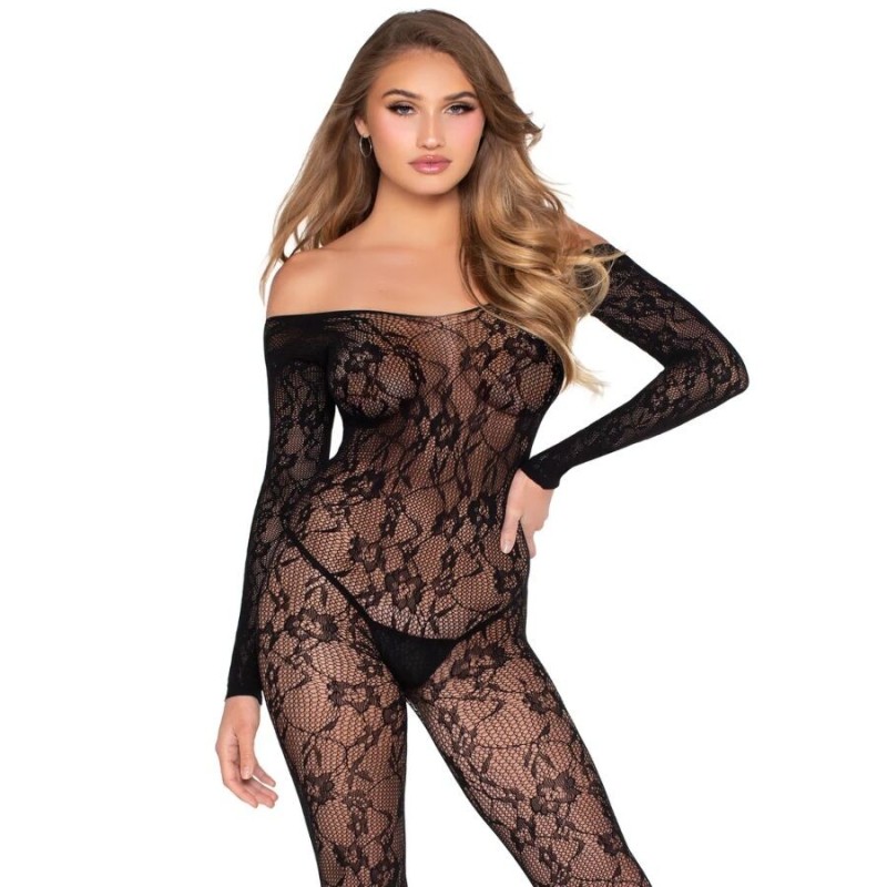 LEG AVENUE - 89366 BODY DE RENDA PRETO - TAMANHO ÚNICO