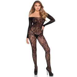 LEG AVENUE - 89366 BODYSTOCKING IN PIZZO NERO - TAGLIA UNICA
