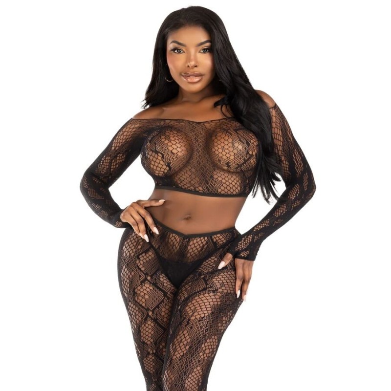 LEG AVENUE - 89373 HAUT COURT EN PYTHON ET COLLANTS SANS PIEDS NOIRS - TAILLE UNIQUE