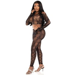 LEG AVENUE - 89373 TOP CORTO IN PITONE E COLLANT SENZA PIEDE NERO - TAGLIA UNICA