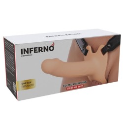 DÉSIR CACHÉ - MANCHON PÉNIS INFERNO AVEC SANGLE EN SILICONE 16 CM