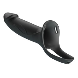 PRETTY LOVE - LONDON UNIVERSAL HARNESS MIT SILIKON-STRAP-ON-DILDO SCHWARZ 16,8 CM