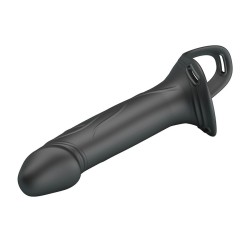 PRETTY LOVE - LONDON UNIVERSAL HARNESS WITH SILICONE STRAP-ON DILDO BLACK 16.8 CM