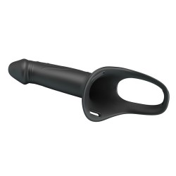 PRETTY LOVE - LONDON UNIVERSAL HARNESS WITH SILICONE STRAP-ON DILDO BLACK 16.8 CM