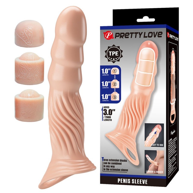 PRETTY LOVE – STRUKTURIERTE PENISHÜLLE MIT VERLÄNGERUNGEN