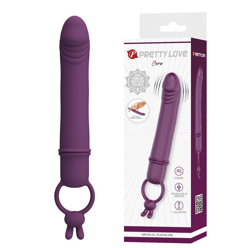 PRETTY LOVE - CORA VIBRATEUREN FORME DE PÉNIS AVEC ANNEAU DE RÉSISTANCE