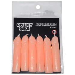 DIABLO PICANTE - 6 CANDELE A FORMA DI PENE CARNE