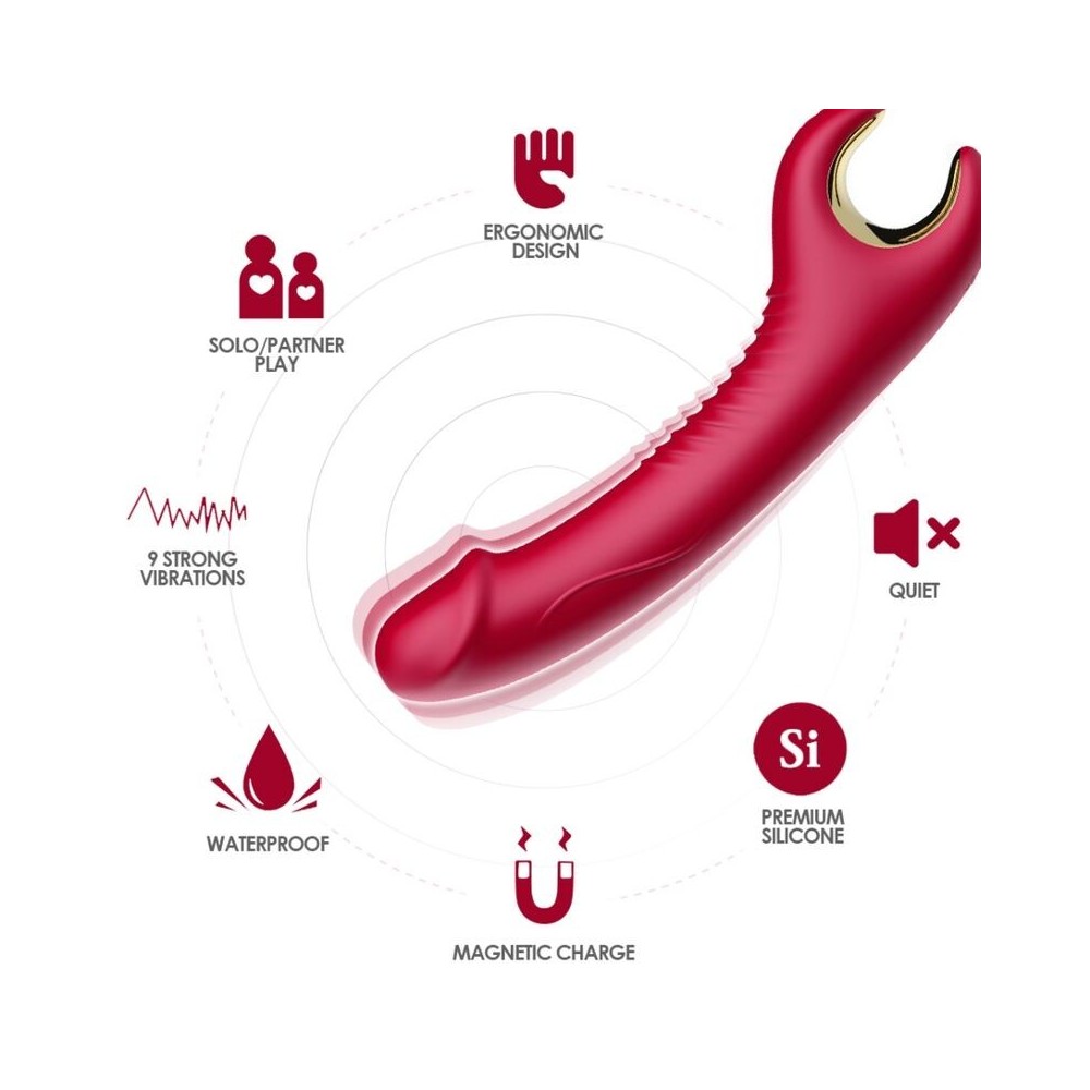 ARMONY - PRINCE DILDO VIBRADOR E ROTATOR VERMELHO