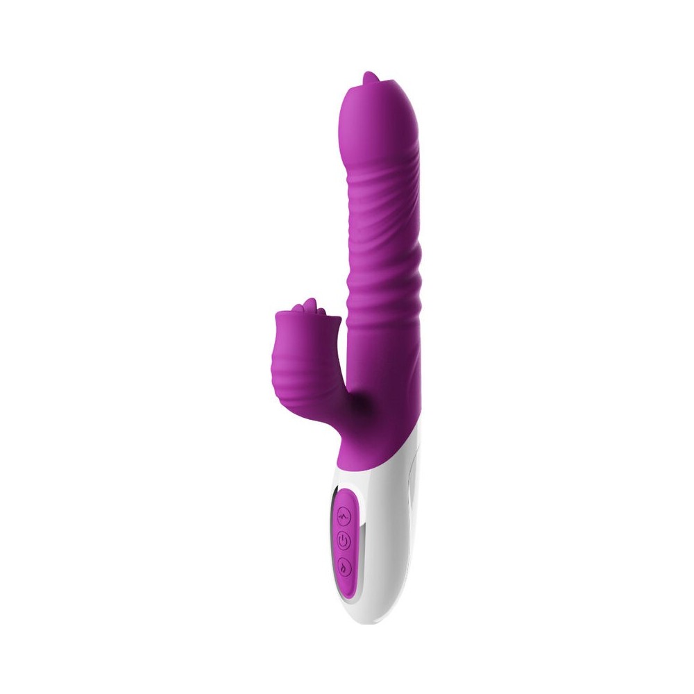 ARMONY - VIBRADOR DE LÍNGUA DUPLA E EFEITO DE CALOR VIOLETA DE EMPURRO