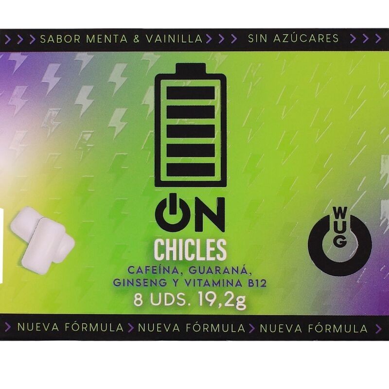 WUG On – Énergie instantanée sous forme de chewing-gum, plaquette thermoformée de 8 unités