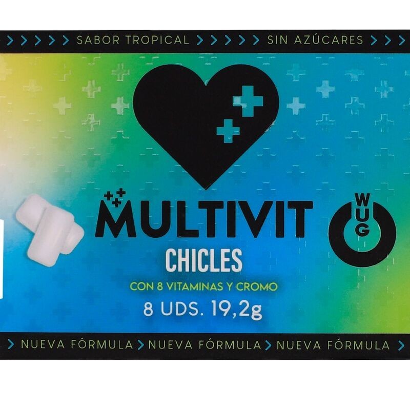 WUG MULTIVIT - MULTIVITAMINICO FUNZIONALE AL GUSTO TROPICALE, BLISTER DI GOMME DA MASTICARE, 8 PEZZI