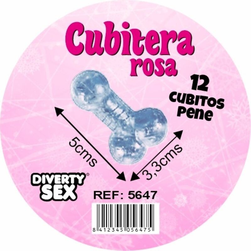DIABLO PICANTE - 12 PENI IN SILICONE RIGIDO DA APPENDERE A UN SECCHIELLO PER IL GHIACCIO ROSA
