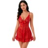 LIVCO CORSETTI FASHION - ENSEMBLE NUIT T-SHIRT + CULOTTE ROUGE 2028 S/M