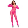 CHILIROSE - CR 4894 BODYSTOCKING EN RÉSEILLE ROSE NÉON S/M