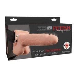 FETISH FANTASY SERIES - GODEMICHET VIBRANT RÉALISTE À COUCHE AVEC TESTICULES 17,8 CM