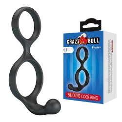 CRAZY BULL - ANEL DUPLO PARA PÊNIS E TESTÍCULOS FLORIAN PRETO