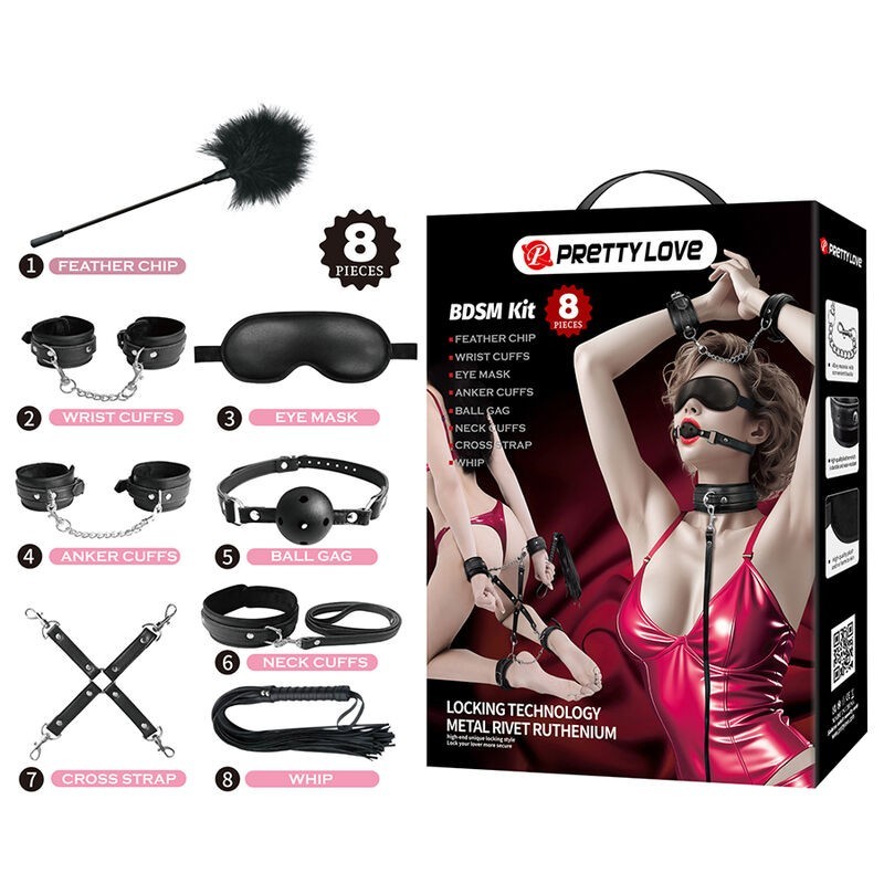 PRETTY LOVE - KIT BDSM DA 8 PEZZI NERO