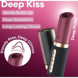 SATISFYER - STIMULATEUR DE CLITORIS DEEP KISS WAVE GRENAT / NOIR