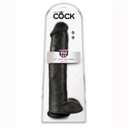 KING COCK - GODEMICHET RÉALISTE AVEC TESTICULES 38 CM NOIR