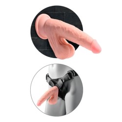 KING COCK PLUS - REALISTISCHER DILDO MIT DREIFACHDICHTE UND SCHWINGENDEN HODEN, 30 CM, FLEISCH